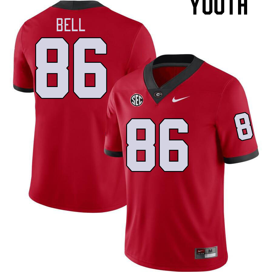 Georgia Bulldogs Youth Dillon Bell #86 Red Stitched College UGA Football Jersey 23FO011IB